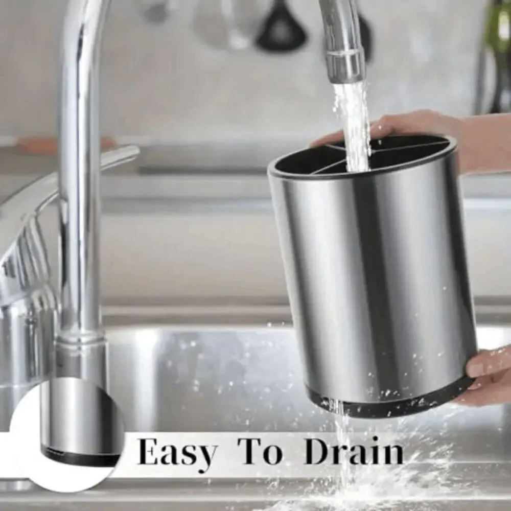 Stainless Steel Kitchen Utensil Holder 360 Rotating